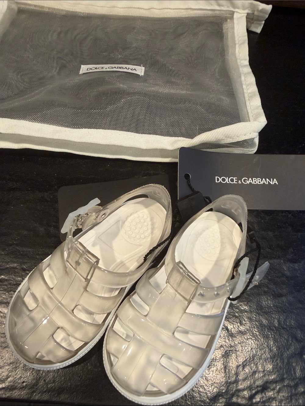 Dolce & Gabbana Translucent Cream Jelly Fisherman Sandals - New with tags & bag